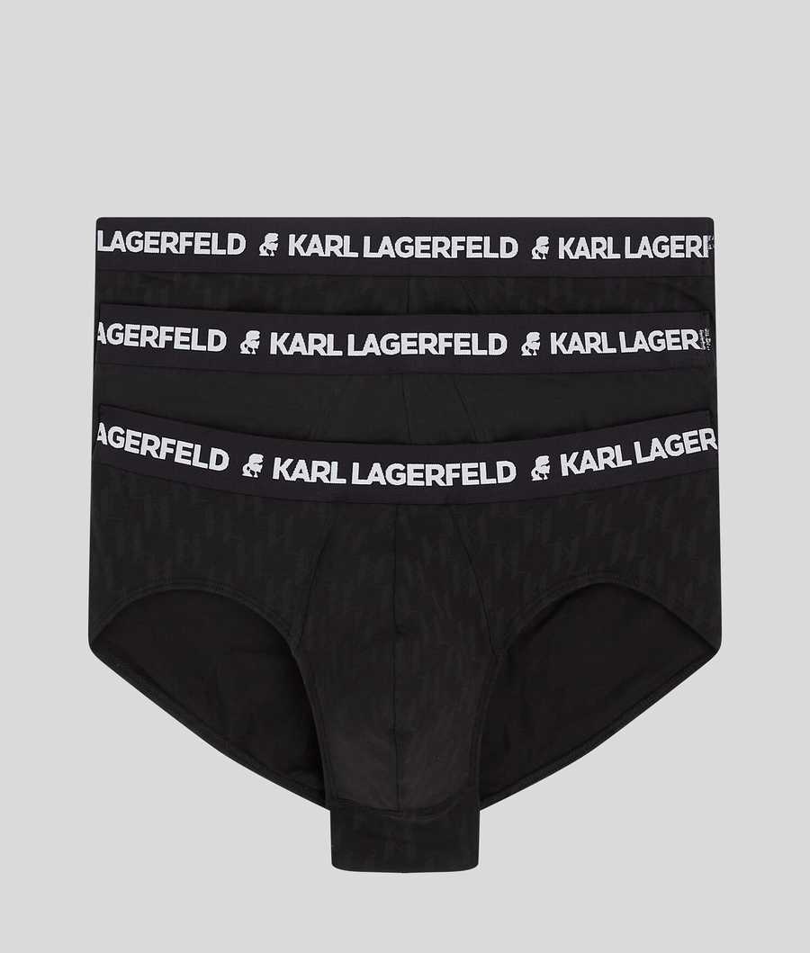 Black Men\'s Karl Lagerfeld Kl Monogram Briefs – 3 Pack Underwear | TH720GXOB