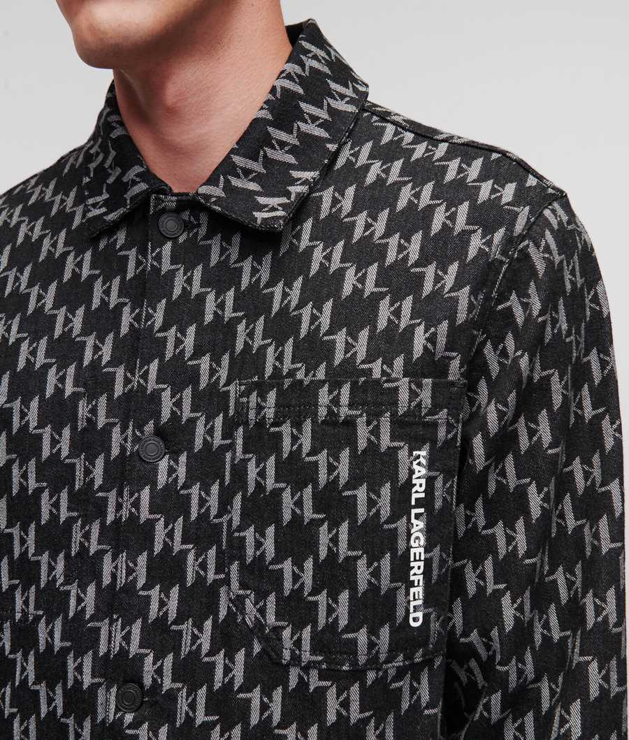 Black Men's Karl Lagerfeld Kl Monogram Denim Overshirt | TH260YXTG