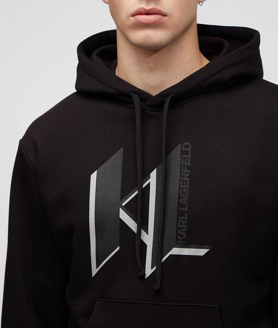 Black Men's Karl Lagerfeld Kl Monogram Loungewear Hoodie Loungewear | TH380NZJG