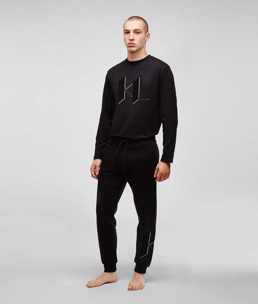 Black Men\'s Karl Lagerfeld Kl Monogram Loungewear Joggers Loungewear | TH912FQSL