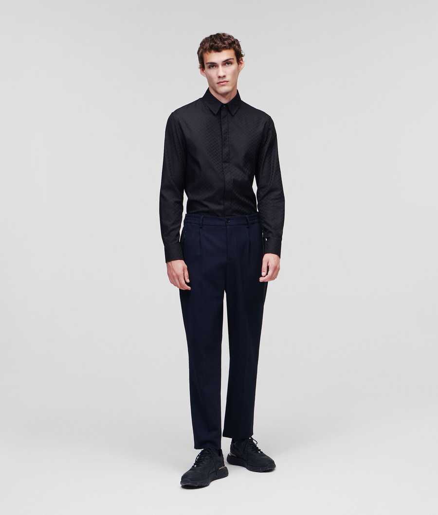 Black Men's Karl Lagerfeld Kl Monogram Poplin Shirts | TH713VACR