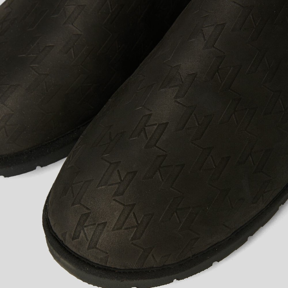 Black Men's Karl Lagerfeld Kl Monogram Salon Slippers Sandals & Flats | TH024HLUF