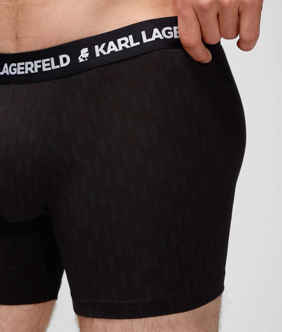 Black Men's Karl Lagerfeld Kl Monogram Trunks – 3 Pack Underwear | TH349RSWC