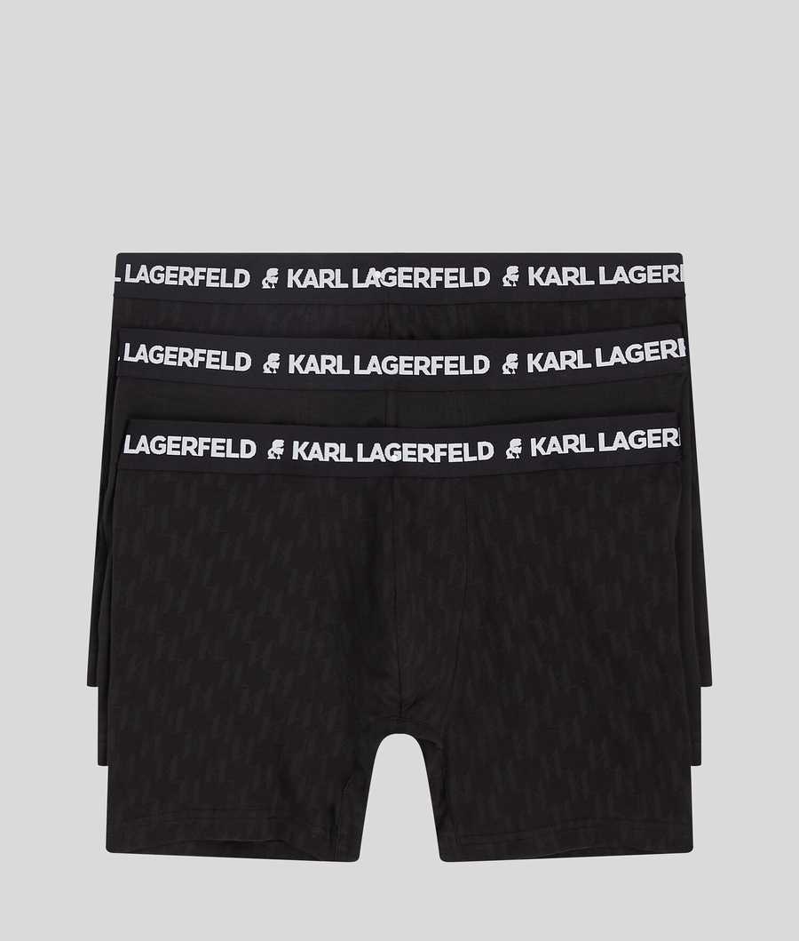 Black Men\'s Karl Lagerfeld Kl Monogram Trunks – 3 Pack Underwear | TH349RSWC