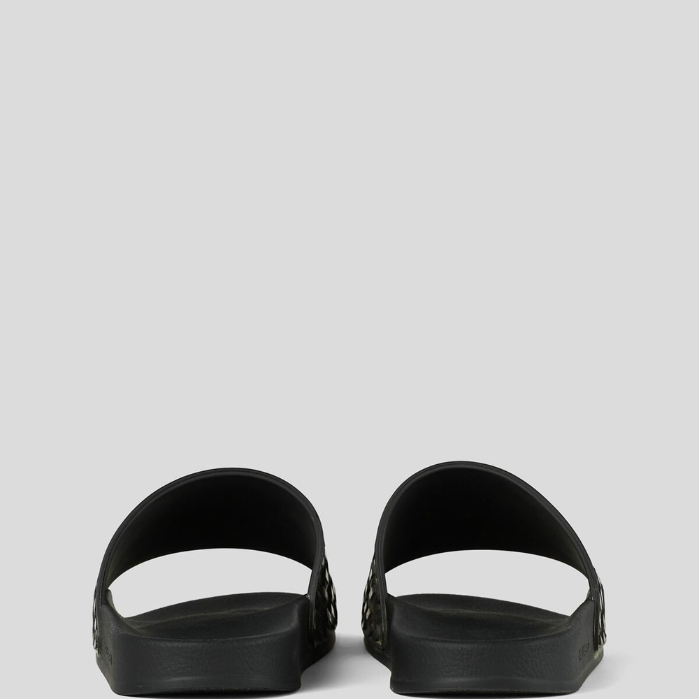 Black Men's Karl Lagerfeld Kondo Monogram Slide Sandals & Flats | TH210PFWU