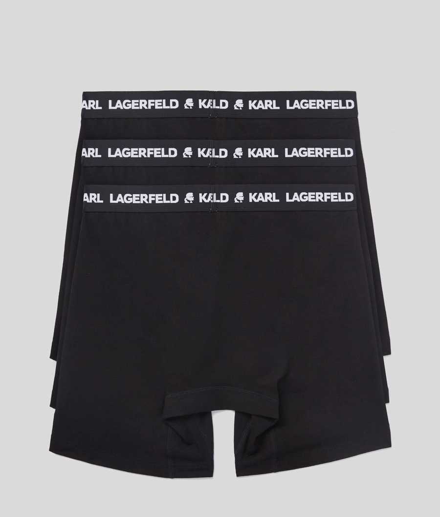 Black Men's Karl Lagerfeld Logo Boxers - 3 Pack Underwear | TH716CRTG