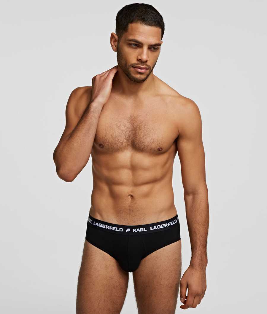 Black Men's Karl Lagerfeld Logo Briefs 3-pack Underwear | TH782NMDH