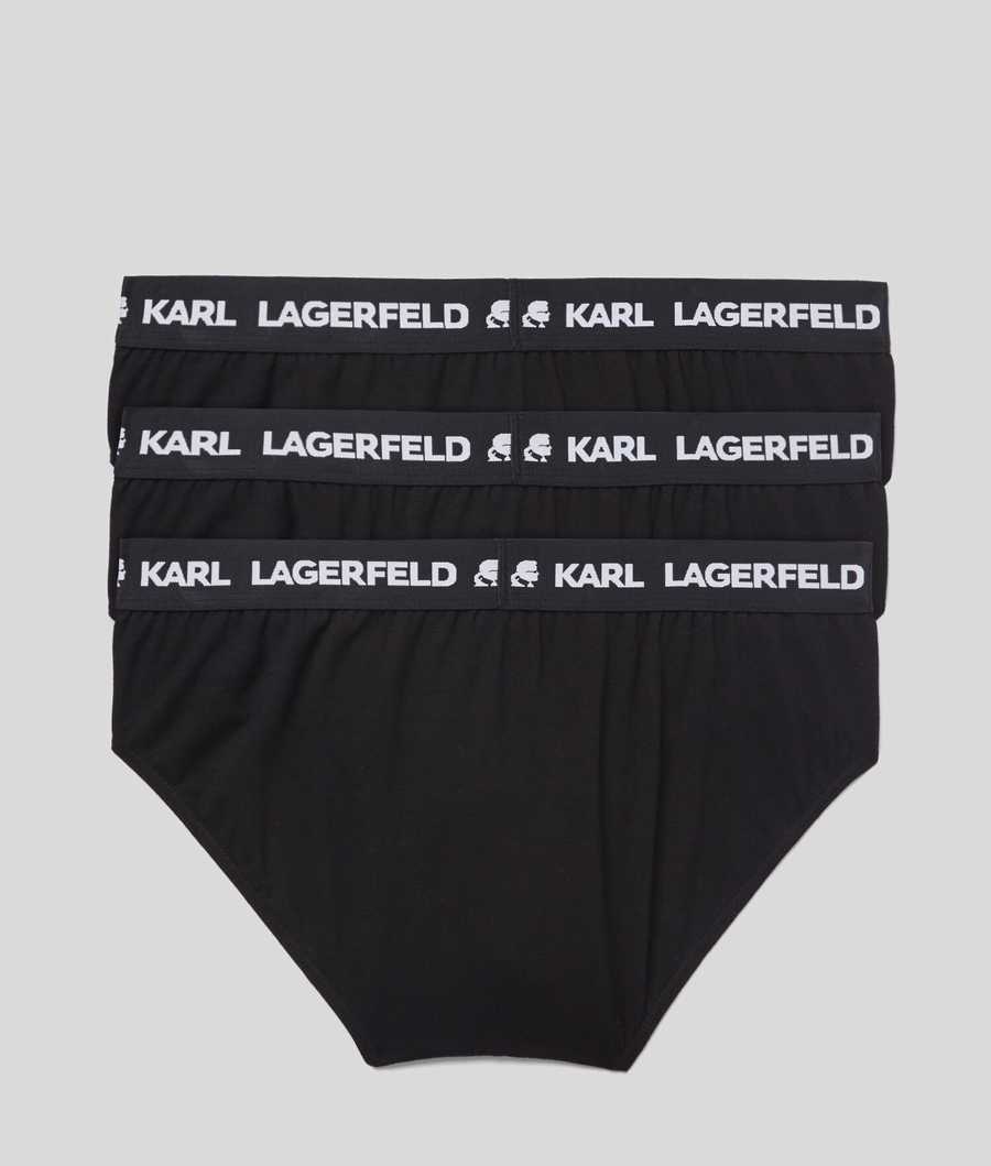 Black Men's Karl Lagerfeld Logo Briefs 3-pack Underwear | TH782NMDH