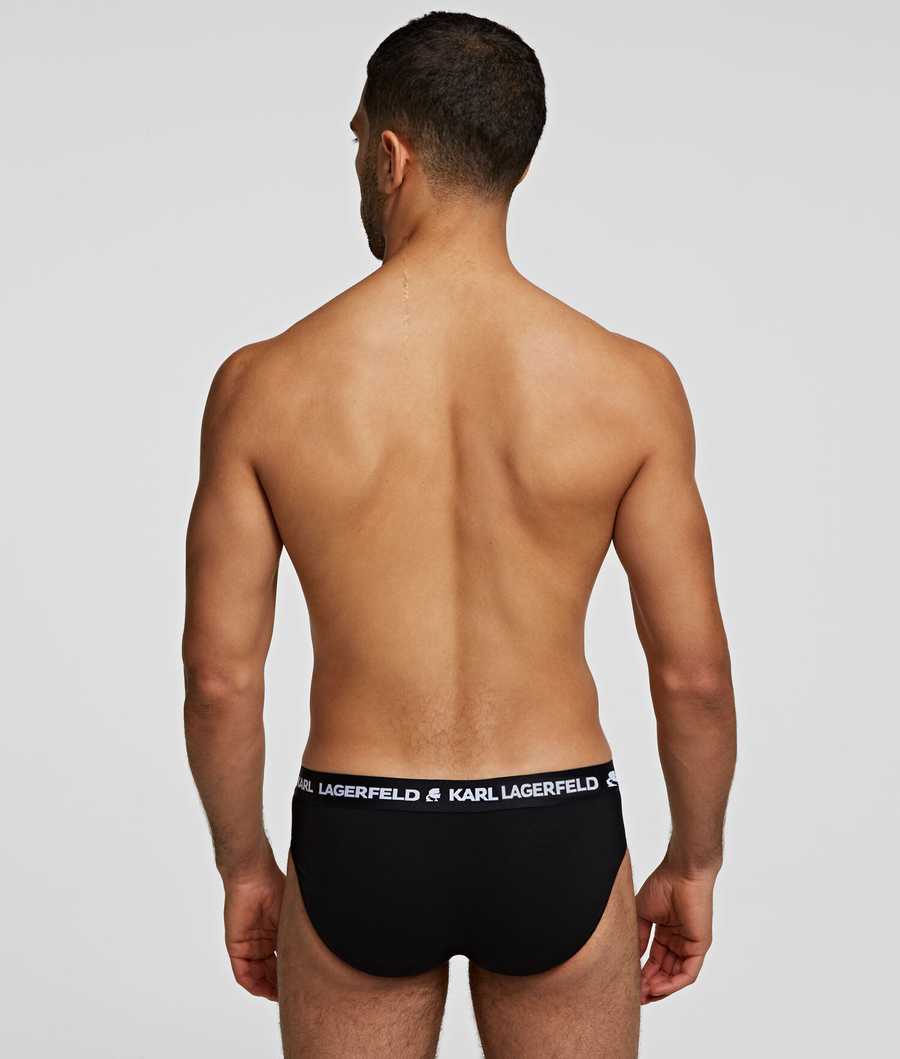 Black Men's Karl Lagerfeld Logo Briefs 3-pack Underwear | TH782NMDH