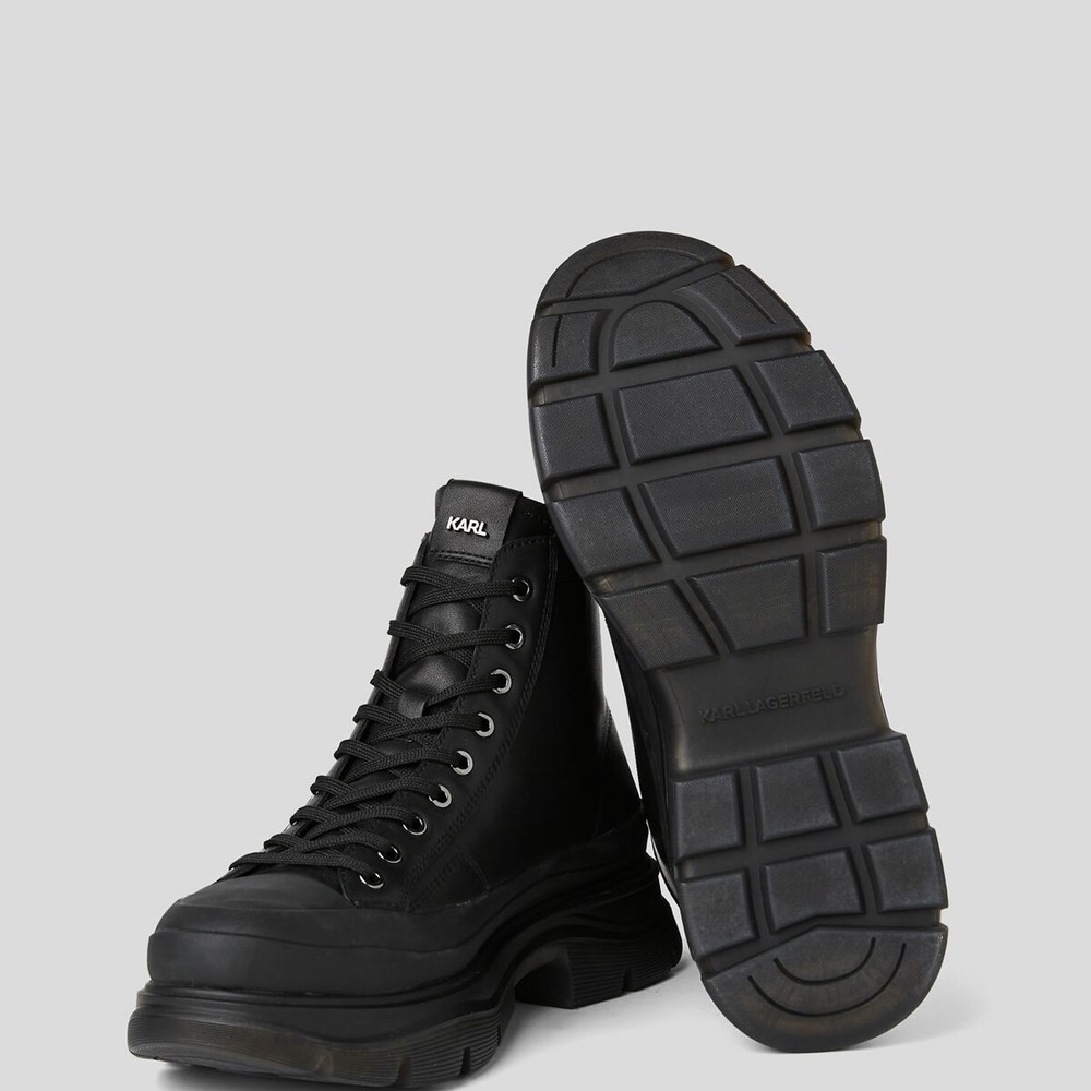 Black Men's Karl Lagerfeld Lunar Maison Lace-up Boots Boots | TH851YGJZ