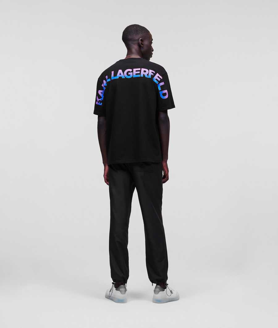 Black Men's Karl Lagerfeld Ombré Karl Logo T-Shirts | TH963IOLS