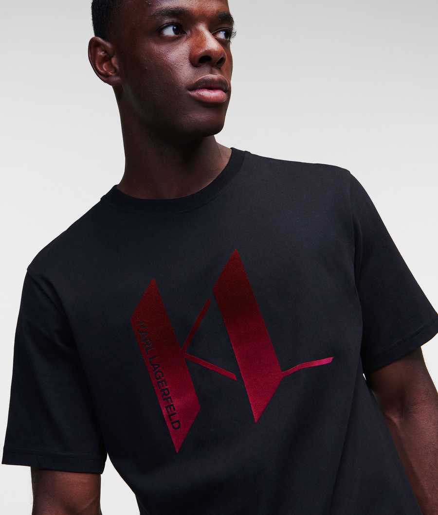 Black Men's Karl Lagerfeld Ombré Karl Monogram T-Shirts | TH621ZIOE