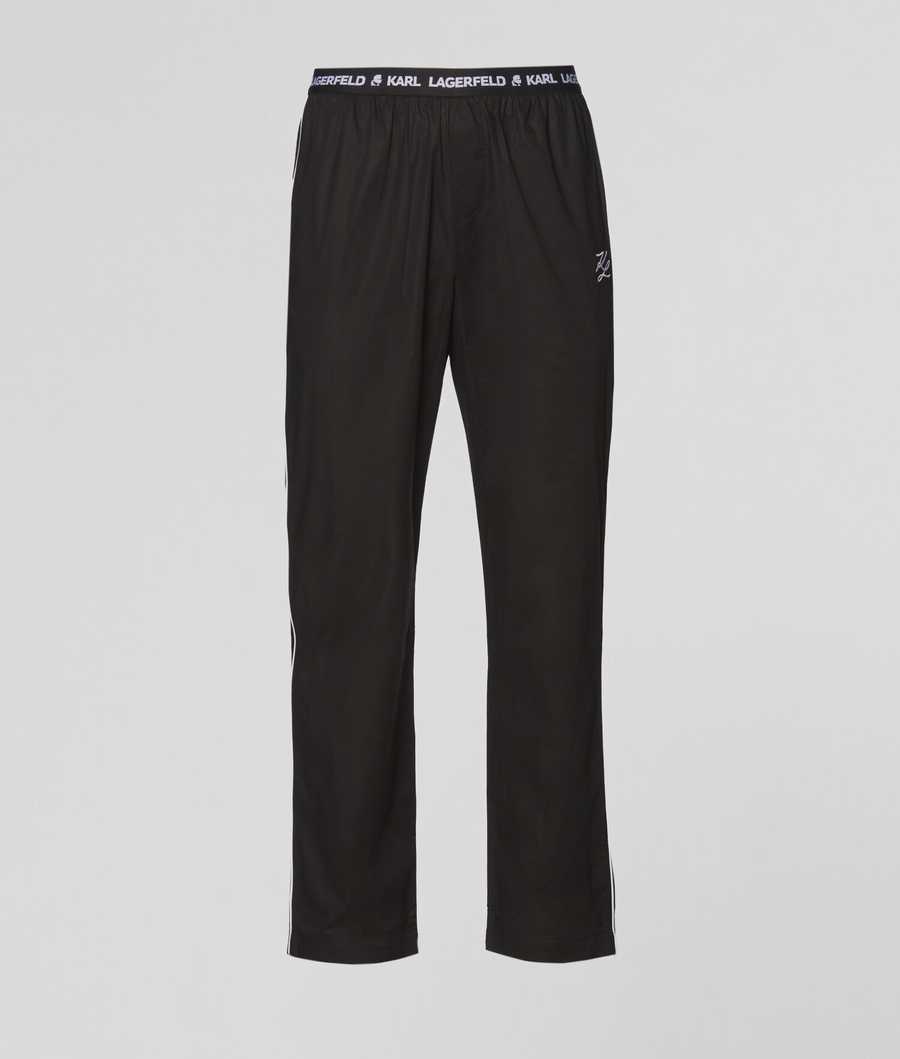 Black Men's Karl Lagerfeld Piped Pajama Pants Sleepwear | TH658BWIC