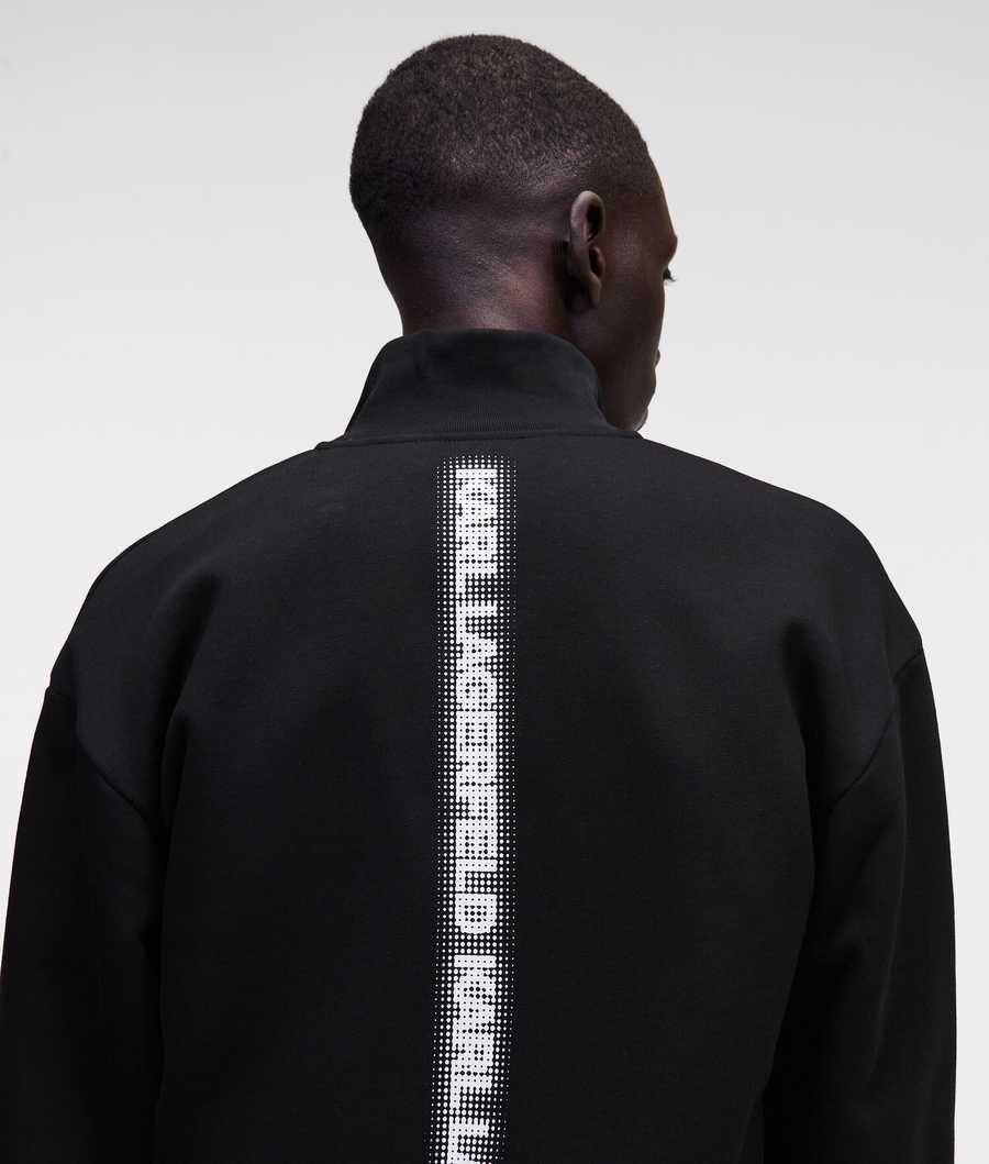 Black Men's Karl Lagerfeld Pixel Karl Logo Zip-up Sweatshirts | TH072HZMO