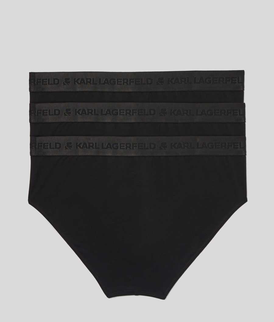 Black Men's Karl Lagerfeld Premium Karl Logo Brief – 3 Pack Underwear | TH435PFNZ