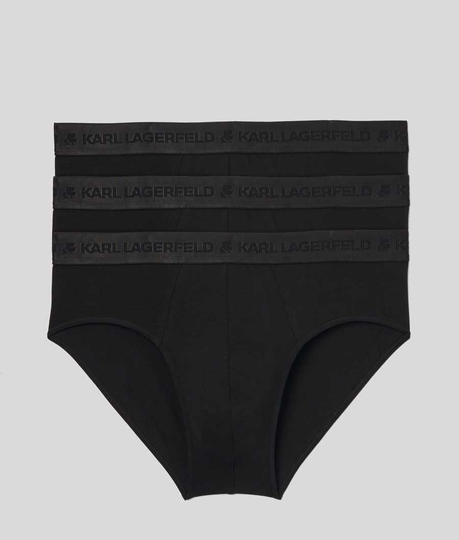 Black Men\'s Karl Lagerfeld Premium Karl Logo Brief – 3 Pack Underwear | TH435PFNZ