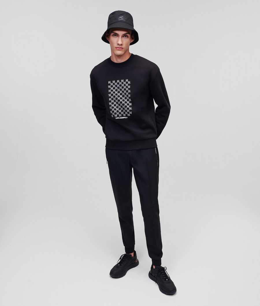 Black Men's Karl Lagerfeld Reflective Karl Monogram Sweatshirts | TH509TUHR