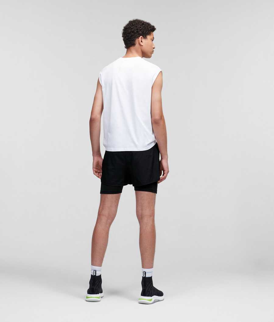 Black Men's Karl Lagerfeld Rue St-guillaume Double Layer Shorts Shorts | TH508FWQL