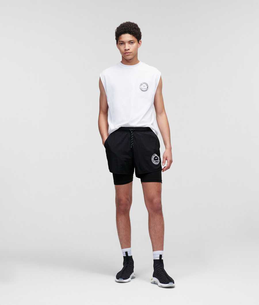 Black Men\'s Karl Lagerfeld Rue St-guillaume Double Layer Shorts Shorts | TH508FWQL