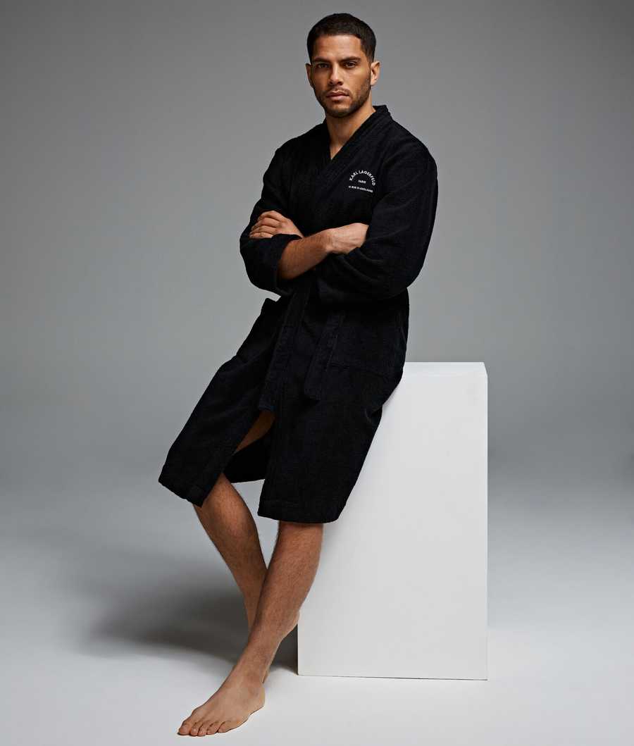 Black Men's Karl Lagerfeld Rue St-guillaume Bathrobe Loungewear | TH569ZVIY