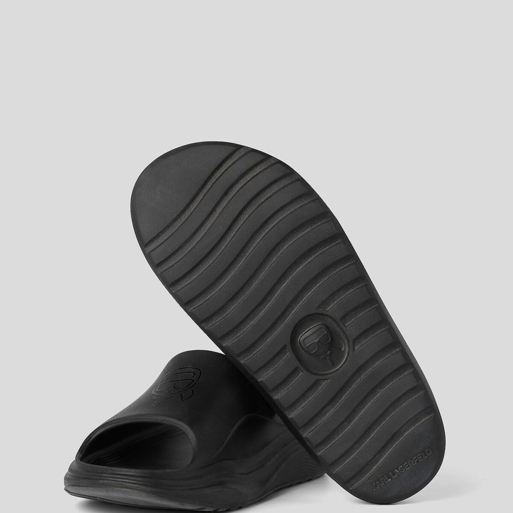 Black Men's Karl Lagerfeld Skoona Plexikonic Slides Sandals & Flats | TH937KTRD