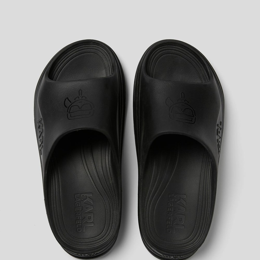 Black Men's Karl Lagerfeld Skoona Plexikonic Slides Sandals & Flats | TH937KTRD