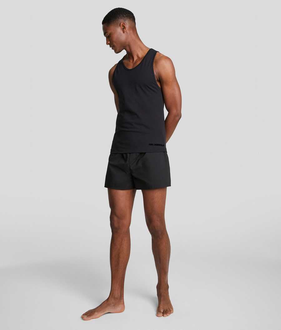 Black Men's Karl Lagerfeld Tank Top - 2 Pack Underwear | TH792FHIV