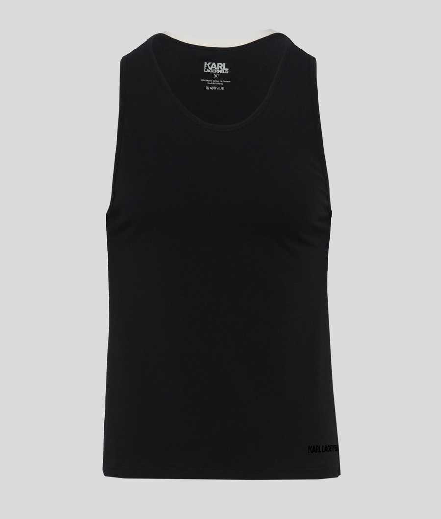 Black Men's Karl Lagerfeld Tank Top - 2 Pack Underwear | TH792FHIV