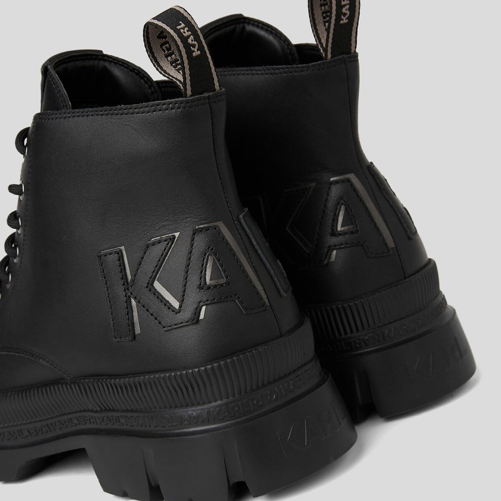 Black Men's Karl Lagerfeld Trekka Lace-up Boots Boots | TH329VKAC