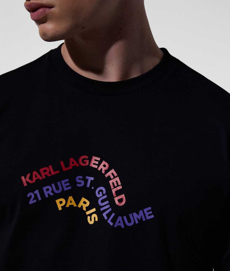 Black Men's Karl Lagerfeld Wave Karl Logo Beach T Shirts Beachwear | TH160GPVD