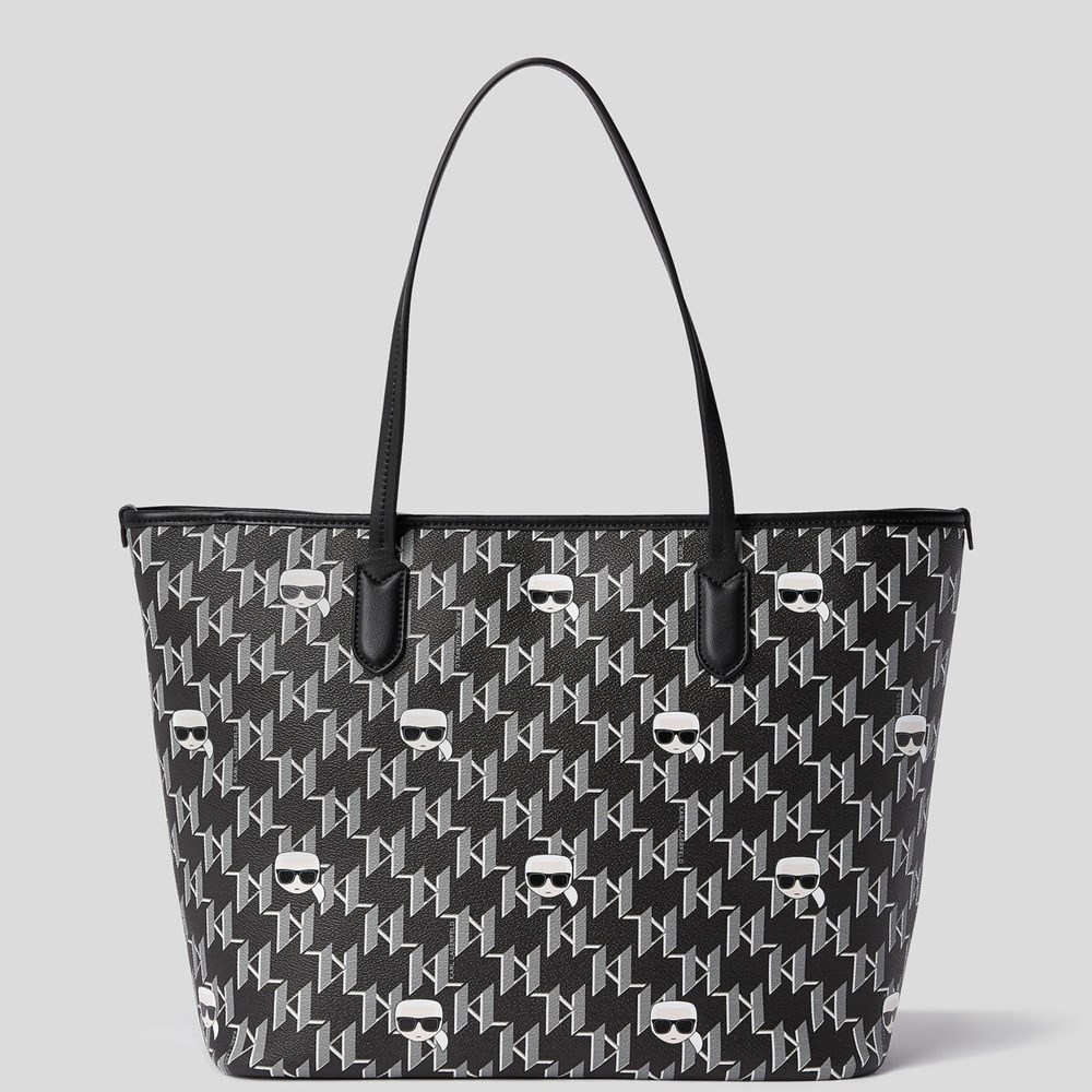 Black / Multicolor Women's Karl Lagerfeld K/Ikonik Monogram All-over-print Tote Bags | TH461YQCI