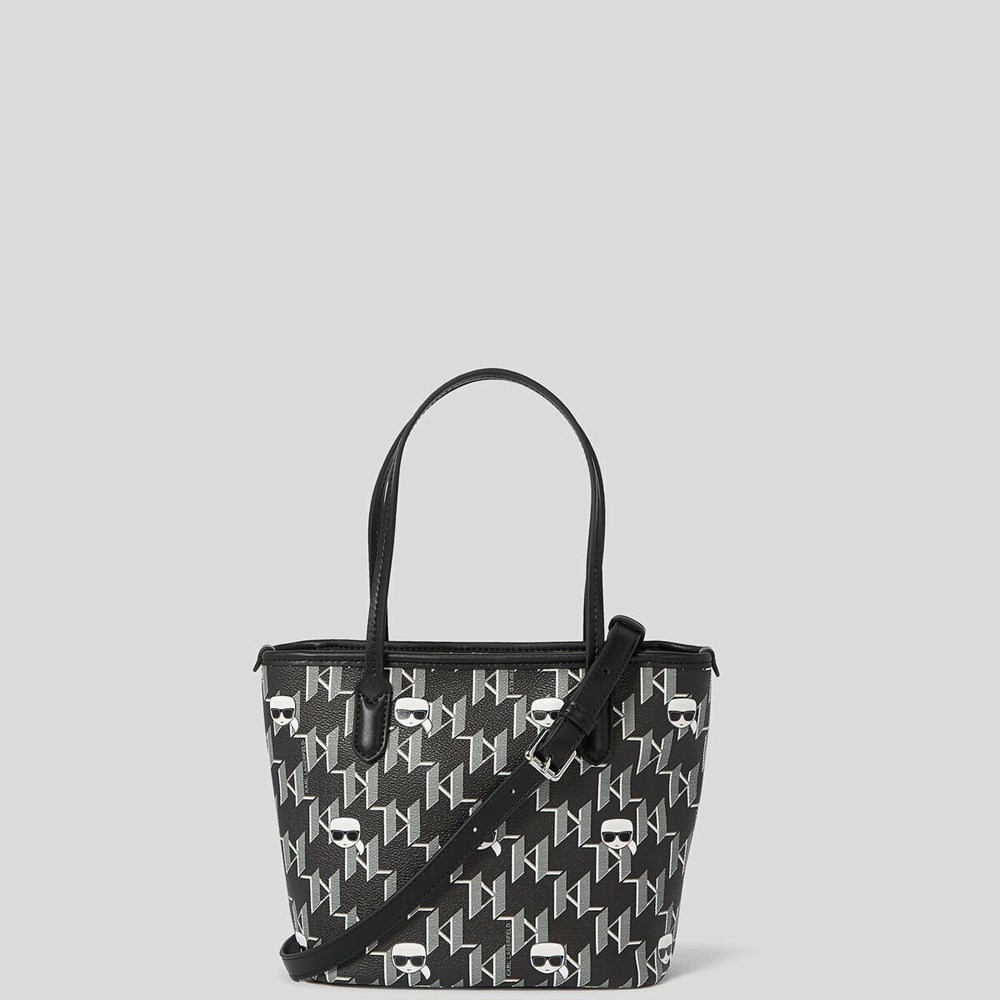 Black / Multicolor Women's Karl Lagerfeld K/Ikonik Monogram Small All-over-print Tote Bags | TH937CFYJ