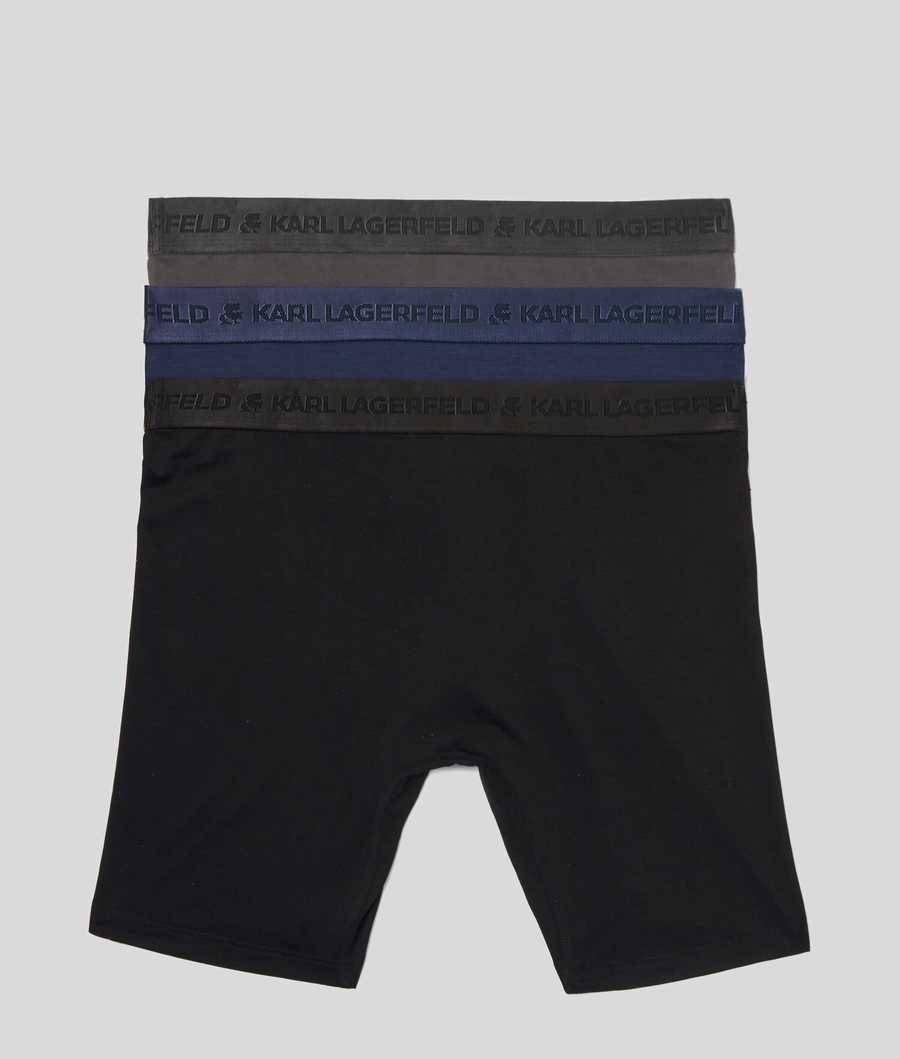 Black / Navy / Grey Men's Karl Lagerfeld Premium Karl Logo Boxers – 3 Pack Underwear | TH481HZBI