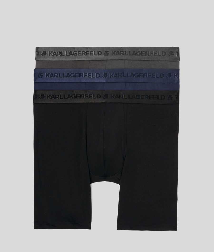 Black / Navy / Grey Men\'s Karl Lagerfeld Premium Karl Logo Boxers – 3 Pack Underwear | TH481HZBI