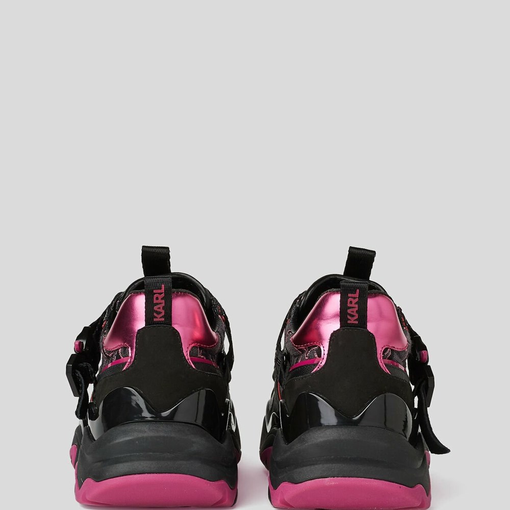 Black / Pink Women's Karl Lagerfeld Gemini Karl Klip Krossmesh Runners Sneakers | TH247VIRS