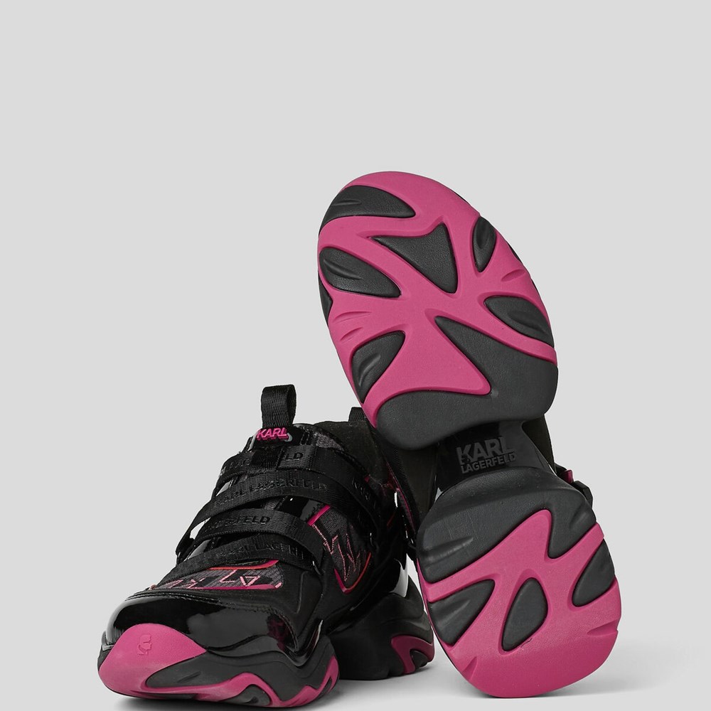 Black / Pink Women's Karl Lagerfeld Gemini Karl Klip Krossmesh Runners Sneakers | TH247VIRS