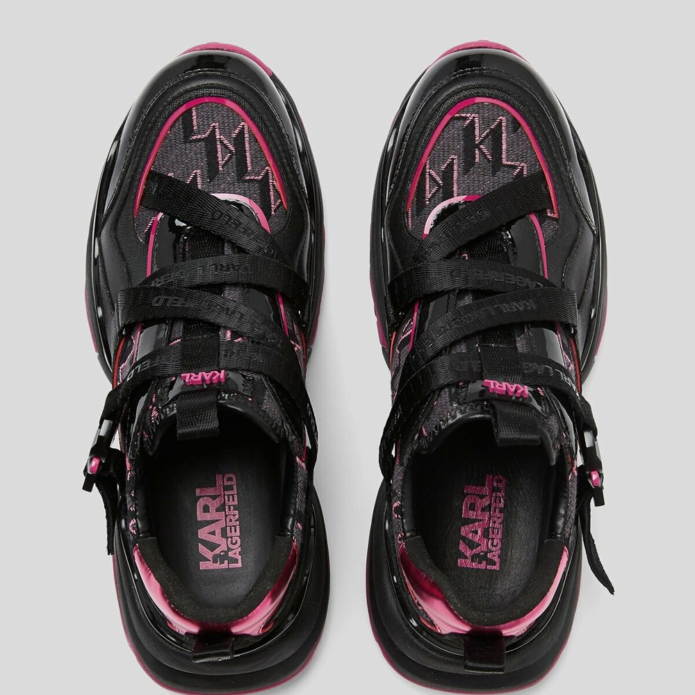 Black / Pink Women's Karl Lagerfeld Gemini Karl Klip Krossmesh Runners Sneakers | TH247VIRS