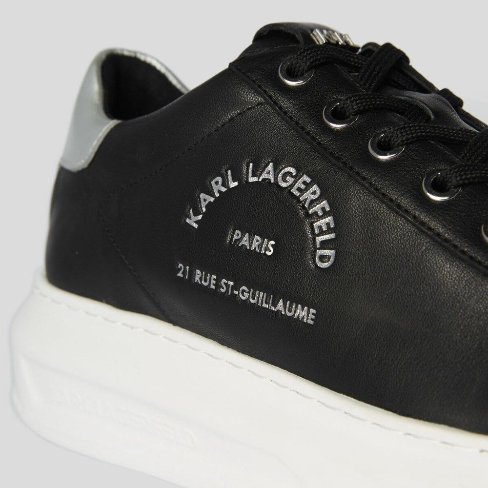 Black / Silver Women's Karl Lagerfeld Rue St-guillaume Logo Kapri Sneakers | TH739FBDA