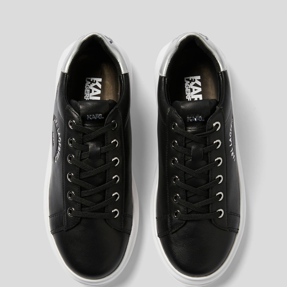 Black / Silver Women's Karl Lagerfeld Rue St-guillaume Logo Kapri Sneakers | TH739FBDA