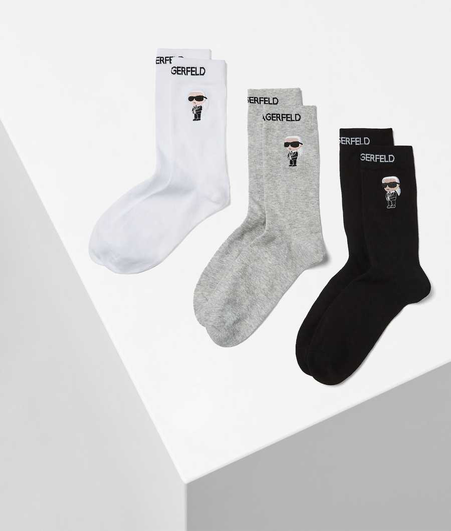 Black / White / Grey Men\'s Karl Lagerfeld K/Ikonik 2.0 Socks 3 Pack Underwear | TH529YLVN