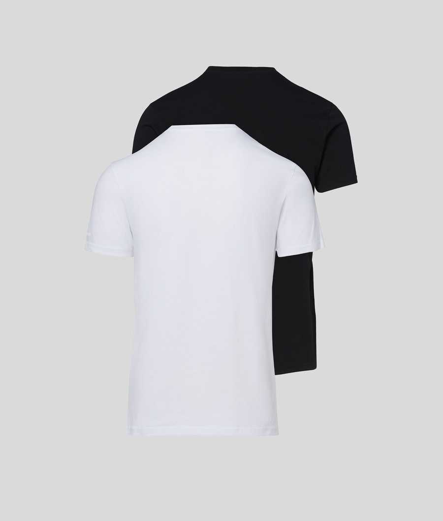 Black / White Men's Karl Lagerfeld Crew-neck T-shirt – 2 Pack Underwear | TH581POGE