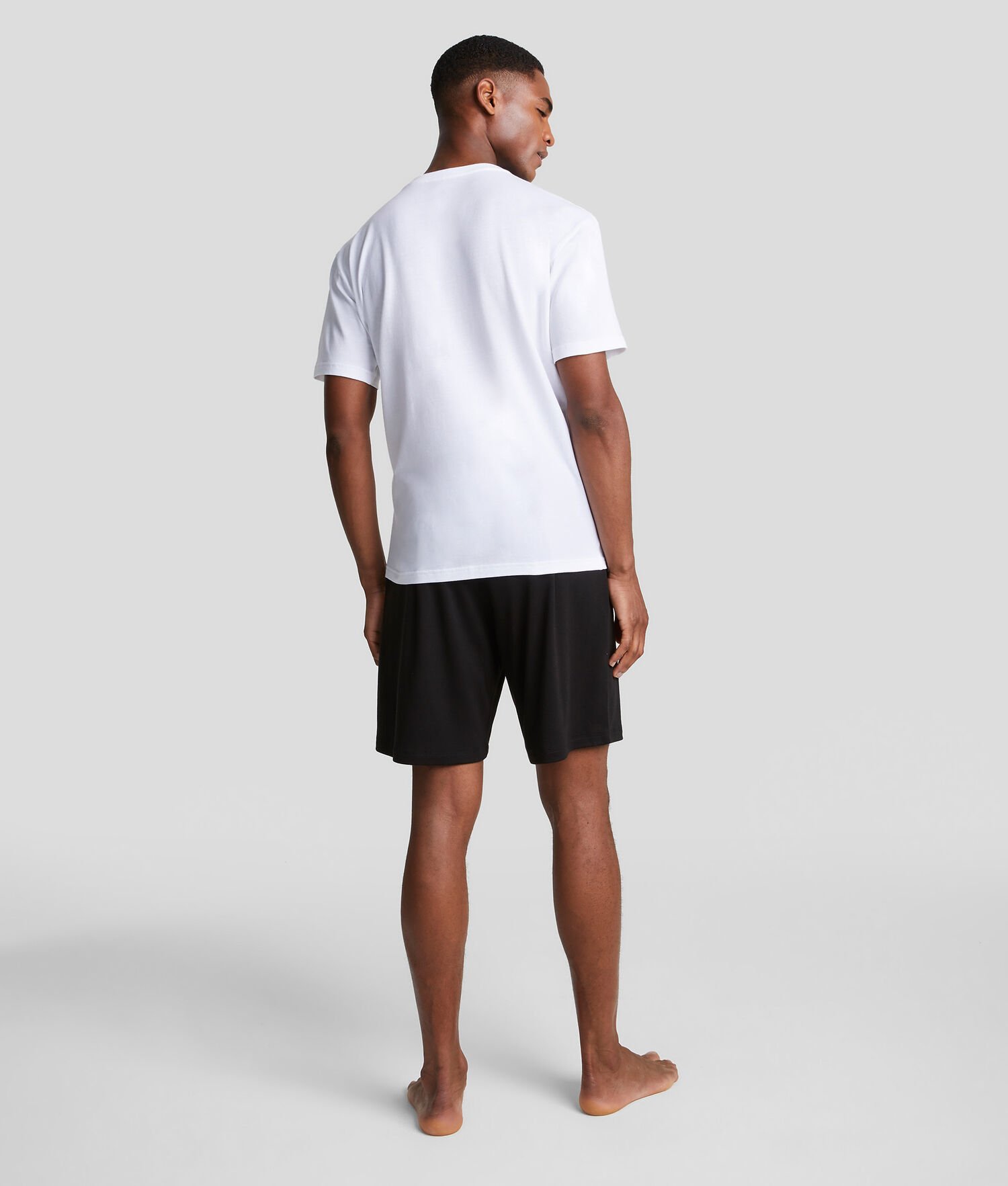 Black / White Men's Karl Lagerfeld Ikonik Karl Shorts Tee Set Loungewear | TH168YEBZ