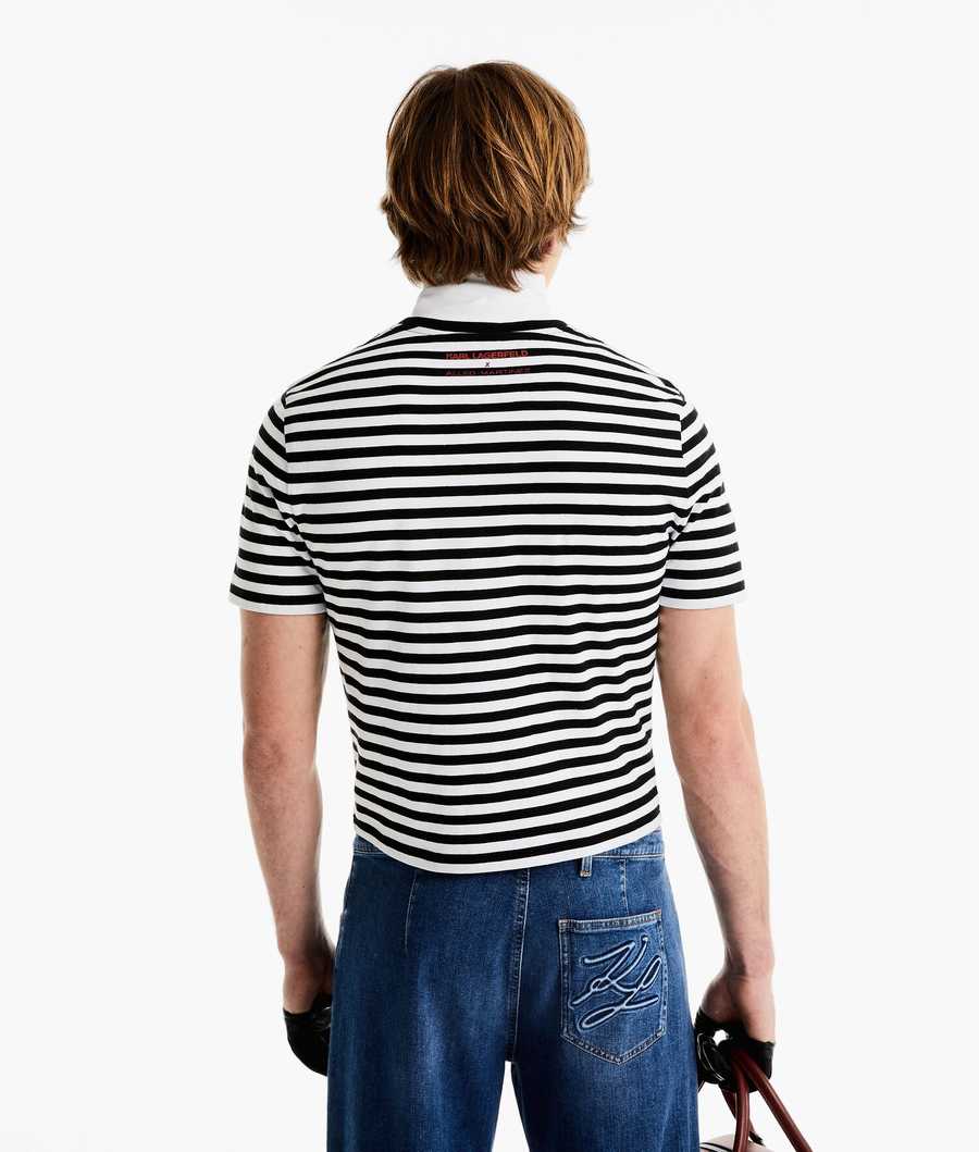 Black / White Men's Karl Lagerfeld Karl Lagerfeld X Alled-martinez Striped T-Shirts | TH385TRDW