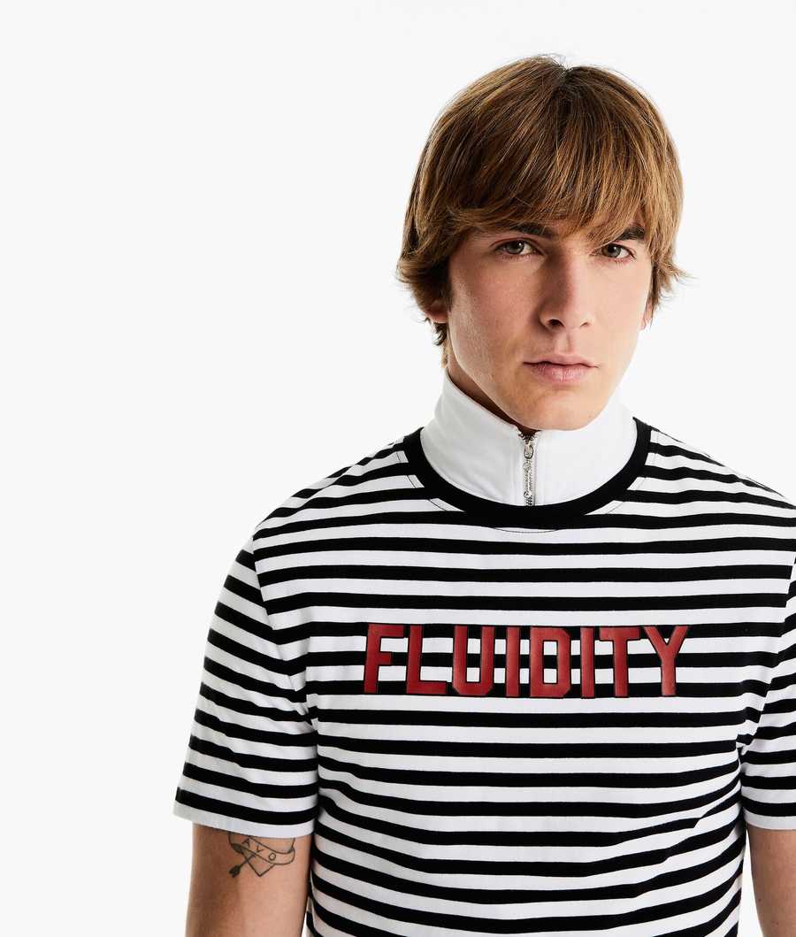 Black / White Men's Karl Lagerfeld Karl Lagerfeld X Alled-martinez Striped T-Shirts | TH385TRDW