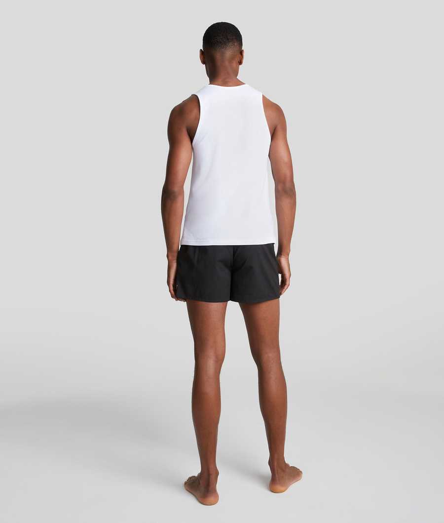 Black / White Men's Karl Lagerfeld Tank Top - 2 Pack Underwear | TH405NYGV