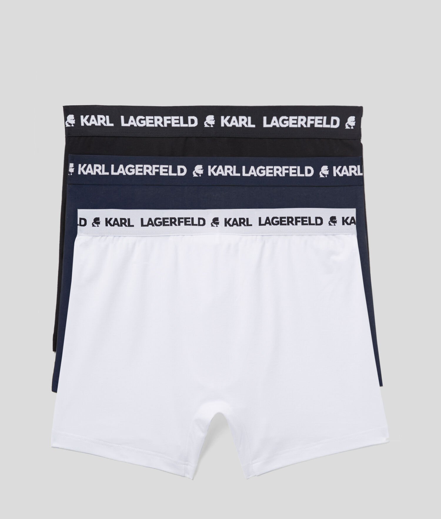 Black / White / Navy Men's Karl Lagerfeld Karl Logo Monochrome Trunks - 3 Pack Underwear | TH053SBCA