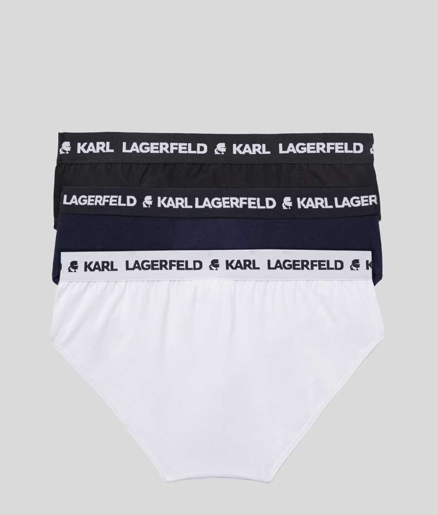 Black / White / Navy Men's Karl Lagerfeld Logo Briefs 3-pack Underwear | TH479XEHR