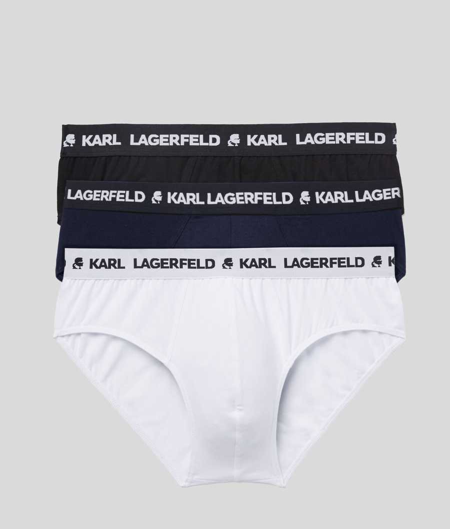 Black / White / Navy Men\'s Karl Lagerfeld Logo Briefs 3-pack Underwear | TH479XEHR