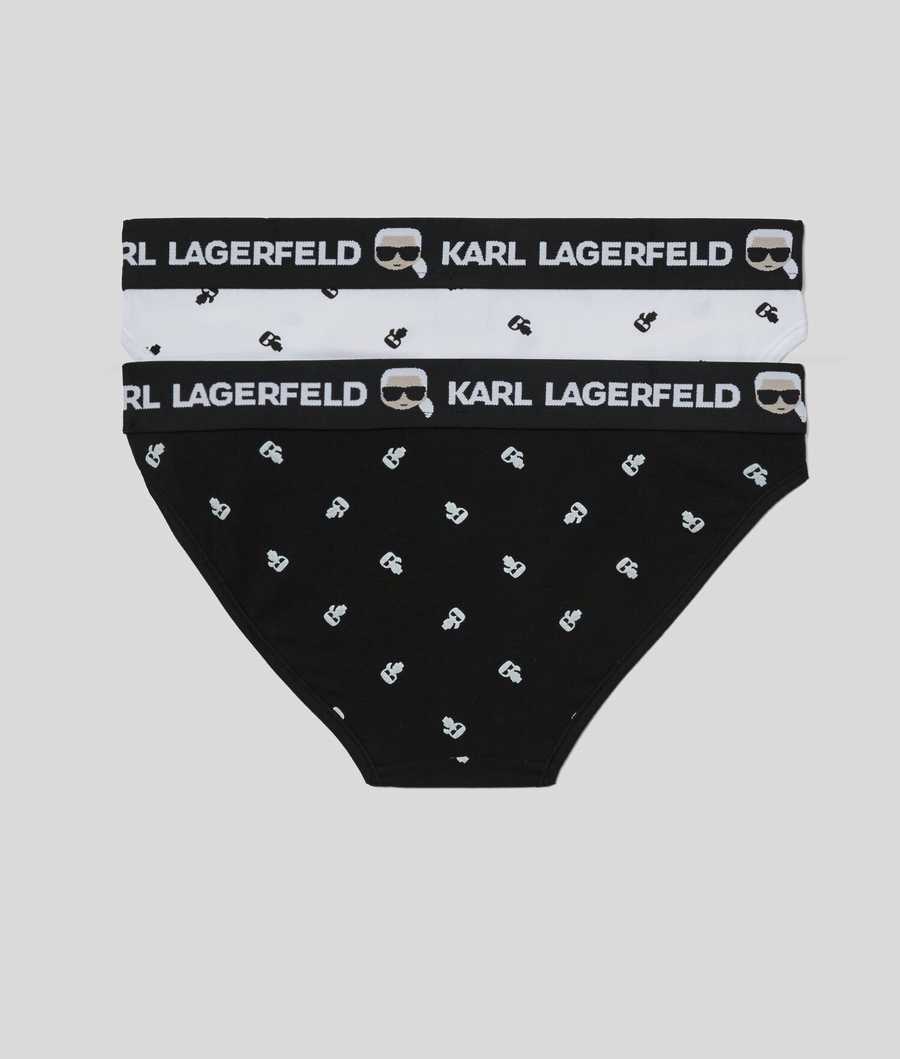 Black / White Women's Karl Lagerfeld Ikonik Karl Briefs - 2 Pack Underwear | TH532RSEY