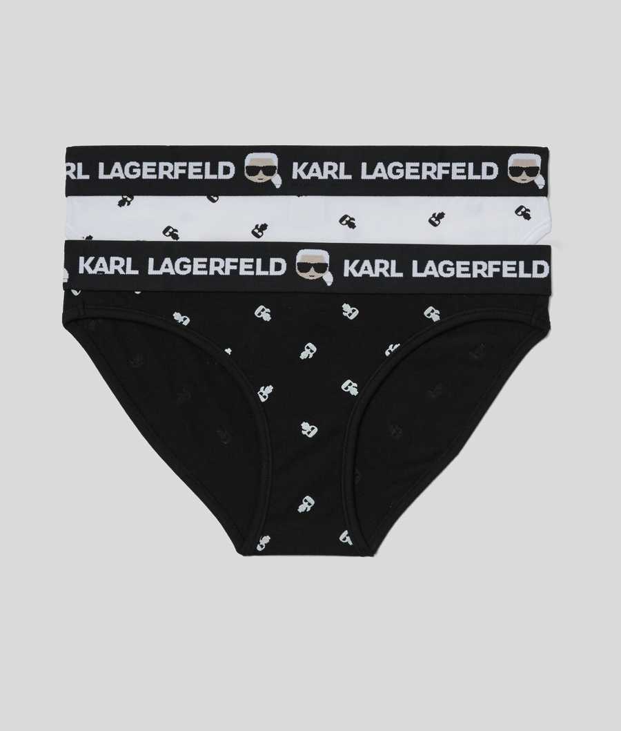 Black / White Women\'s Karl Lagerfeld Ikonik Karl Briefs - 2 Pack Underwear | TH532RSEY